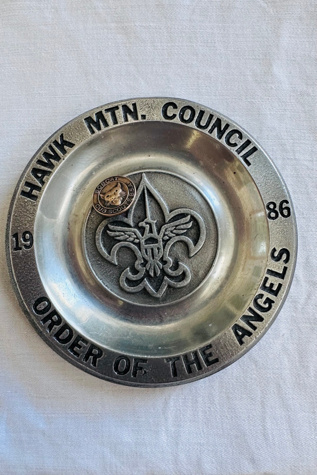 Vintage 1986 Pewter Boy Scouts of America Pin Tray with Bobcat Pin Selected by KA.TL.AK
