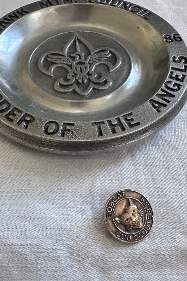 Vintage 1986 Pewter Boy Scouts of America Pin Tray with Bobcat Pin Selected by KA.TL.AK #1