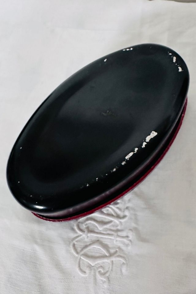 Vintage Hand Painted Black Oval Lidded Keepsake Box Selected by KA.TL.AK #2