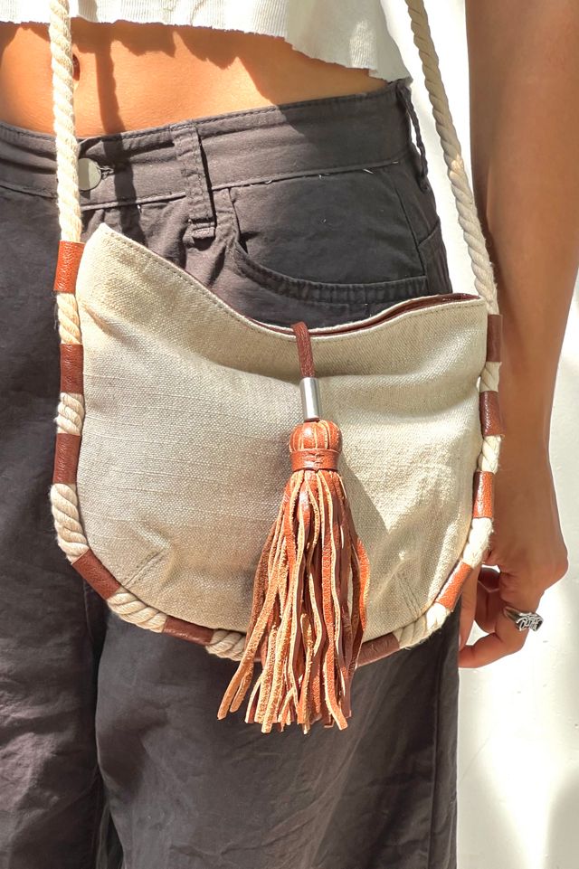 Anna Corinna Leather and Canvas Crossbody Foly + Corinna Bag #1
