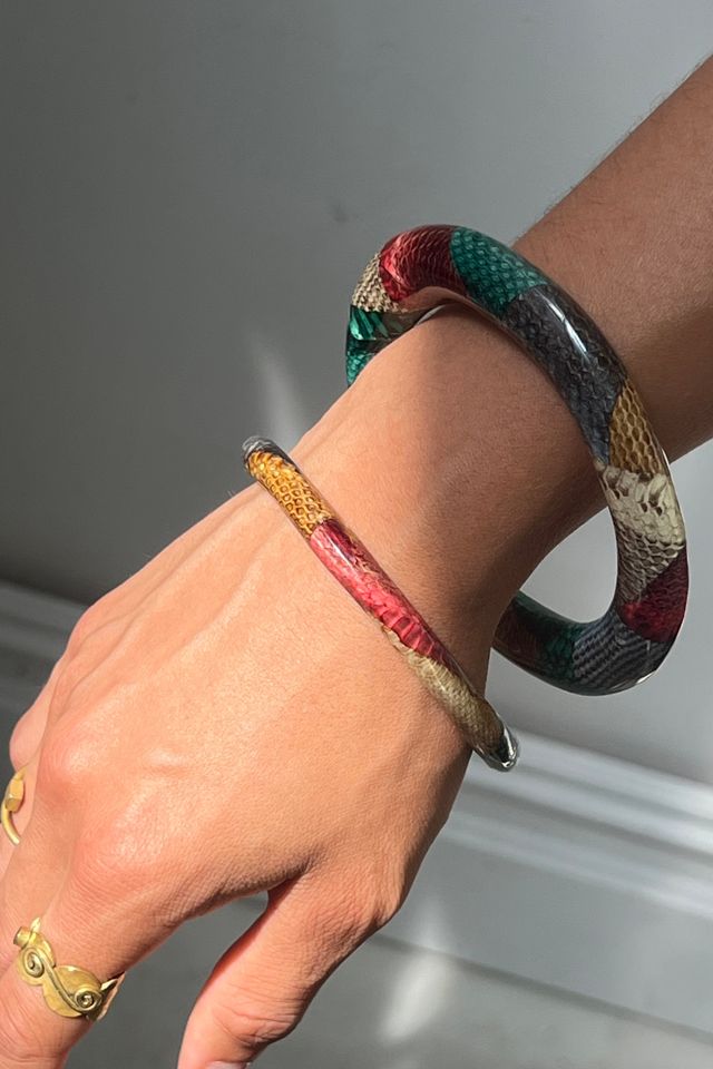 Vintage Snakeskin Patchwork Bangle Set Selected by Anna Corinna #1