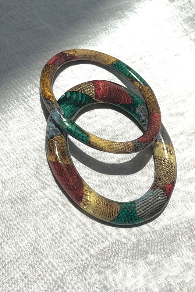 Vintage Snakeskin Patchwork Bangle Set Selected by Anna Corinna #2