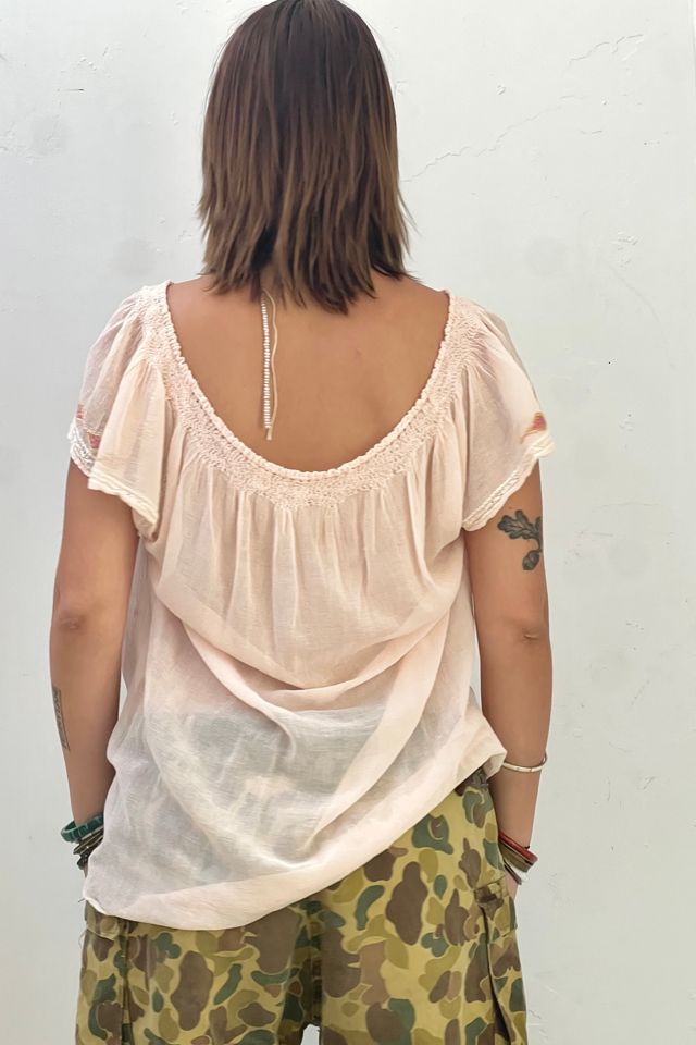 Vintage Sheer Hand Embroidered Peasant Top Selected by Anna Corinna #2