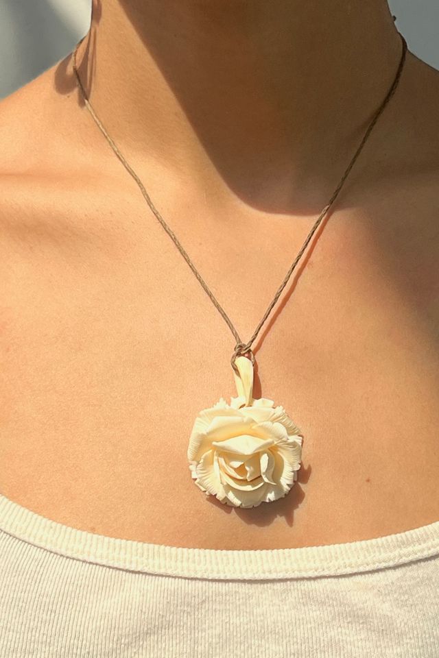 Vintage Carved Rose Necklace Selected by Anna Corinna #1
