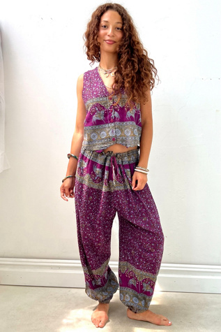 Vintage Block Print Two Piece Genie Pant and Vest Selected by Anna Corinna