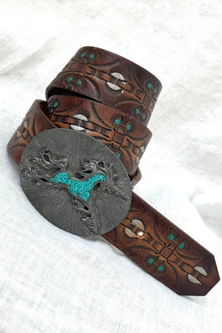 Vintage Unicorn Buckle Leather Belt Selected by Anna Corinna