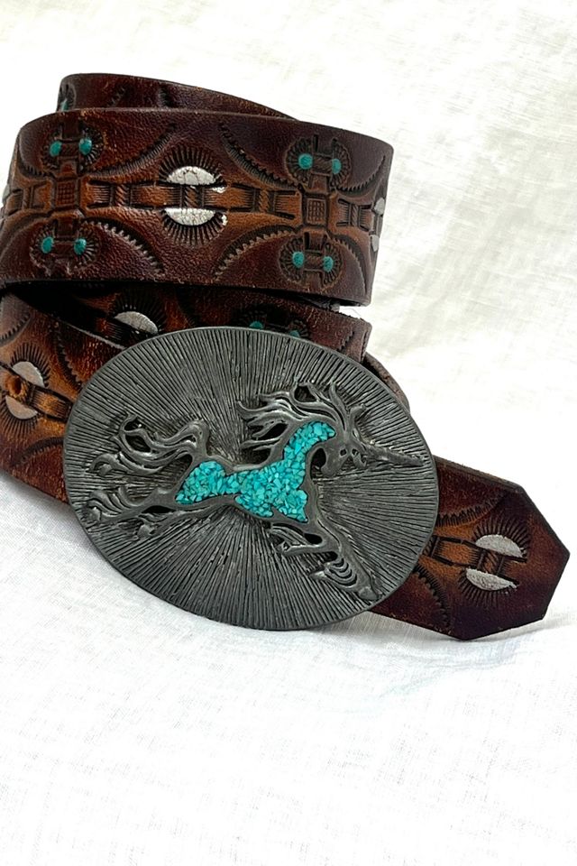 Vintage Unicorn Buckle Leather Belt Selected by Anna Corinna #1