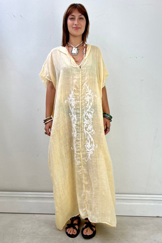 Anna Corinna Reworked Vintage Hand Embroidered Sheer Sunny Smock Dress