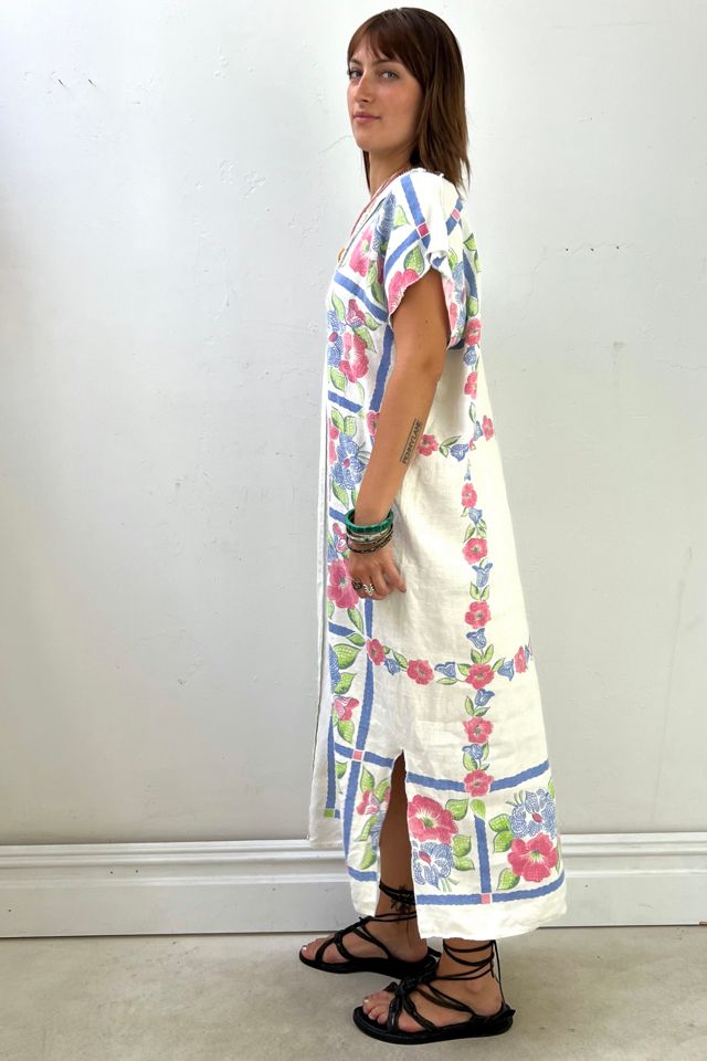 Anna Corinna Reworked Vintage Linen Flowers Smock Dress #1