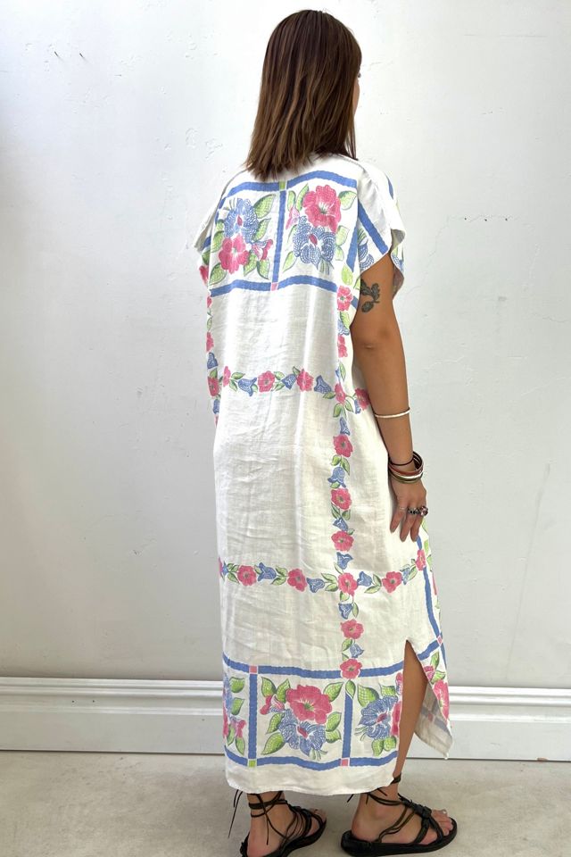 Anna Corinna Reworked Vintage Linen Flowers Smock Dress #2