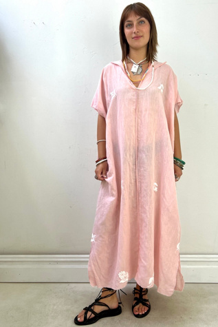 Anna Corinna Reworked Vintage Blush Embroidered Smock Dress