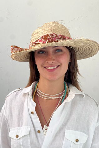 Anna Corinna Reworked Vintage Straw Hat and Silk Wrap