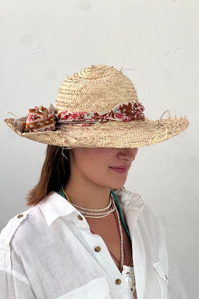 Anna Corinna Reworked Vintage Straw Hat and Silk Wrap #2