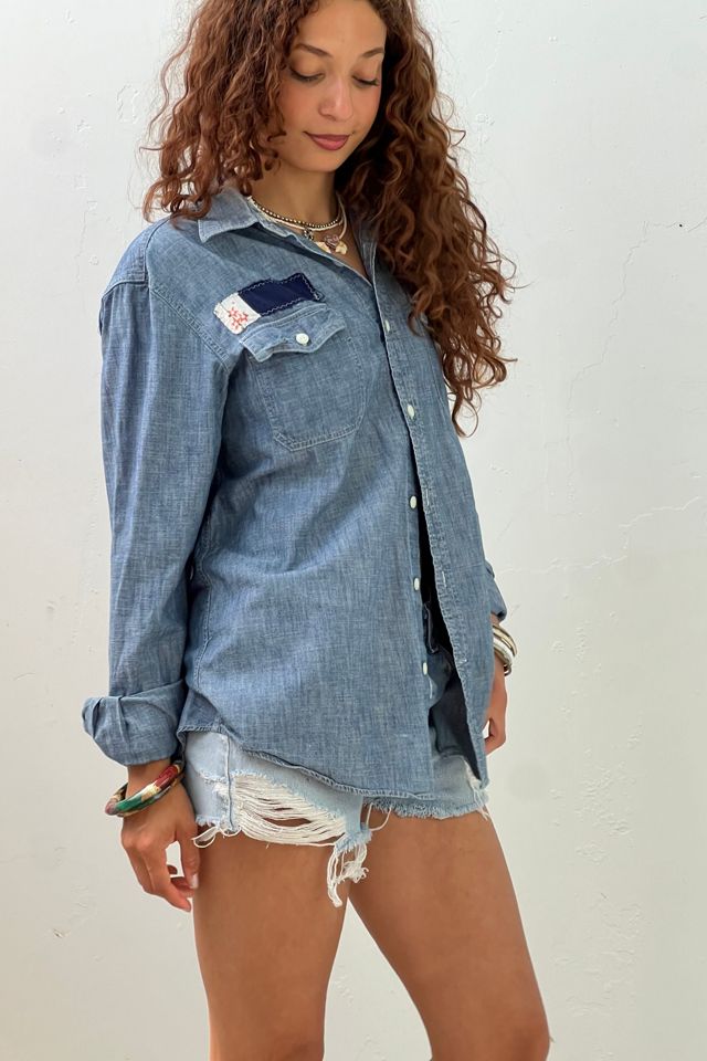 Anna Corinna Reworked Vintage Batiq Chambray Top #2