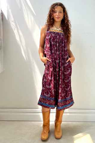 Vintage Printed Plum Tank Dress Selected by Anna Corinna