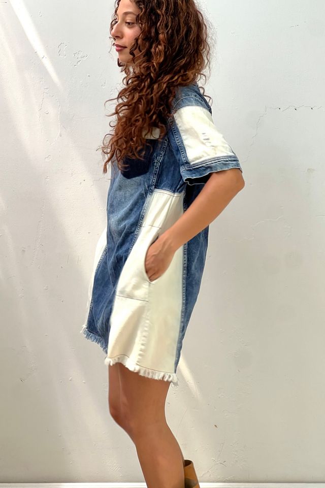 Vintage Patchwork Denim Mini Dress Selected by Anna Corinna #1