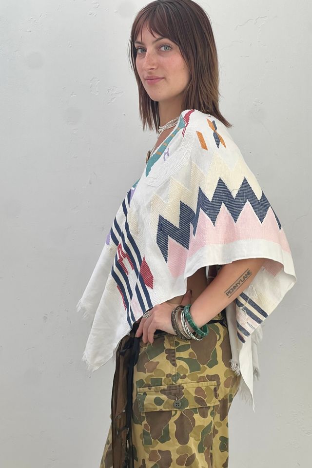 Anna Corinna Reworked Vintage Voven Poncho Top #1
