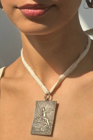 Vintage Sterling Silver Winged Angel 1909 Pendant Selected by Anna Corinna