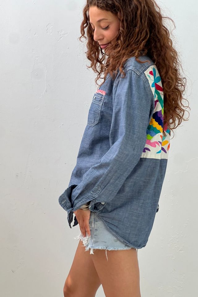 Anna Corinna Reworked Vintage Embroidered Chambray Top #2