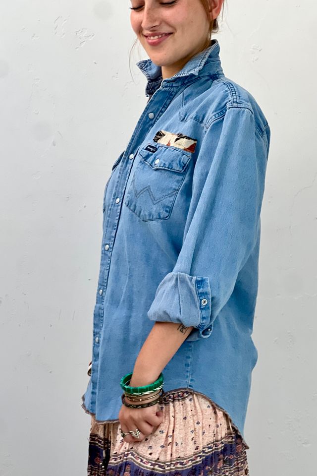 Anna Corinna Reworked Vintage Wrangler Mandala Snap Up Top #2