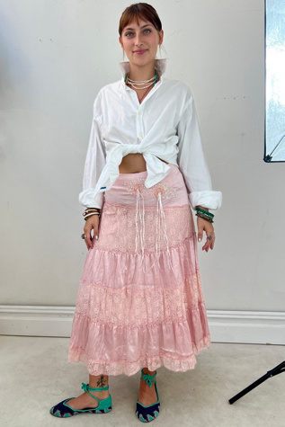 Vintage Silky Tiered Skirt Selected by Anna Corinna