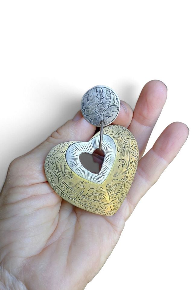 Vintage India Double Heart Dangle Earrings Selected by Garbage Soup #2