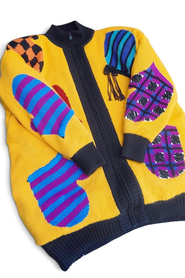 1990's Intarsia Zipup Puffy Sweater Selected by Garbage Soup #1