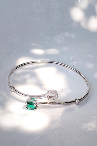 Emerald and Diamond Bypass Cuff Bracelet Selected by Garbage Soup