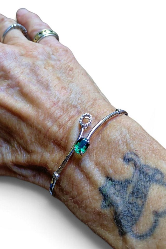 Emerald and Diamond Bypass Cuff Bracelet Selected by Garbage Soup #1