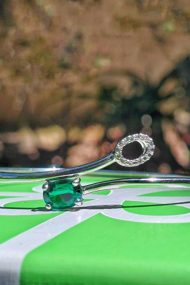 Emerald and Diamond Bypass Cuff Bracelet Selected by Garbage Soup #3