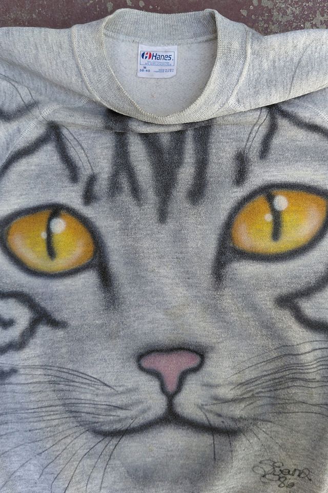 Vintage Airbrushed Tabby Cat Sweatshirt Selected by Garbage Soup #2