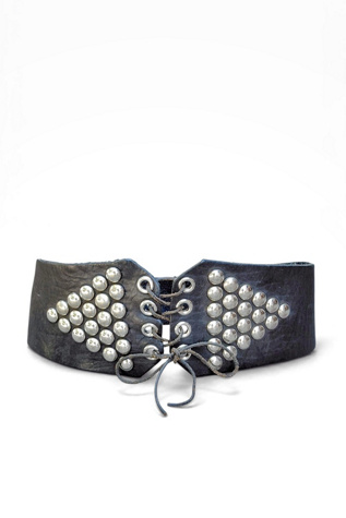 Vintage Studded Black Leather Corset Belt Selected by Garbage Soup