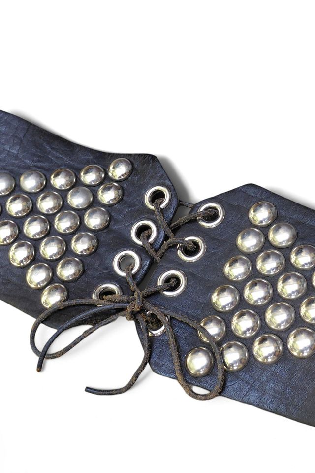 Vintage Studded Black Leather Corset Belt Selected by Garbage Soup #2