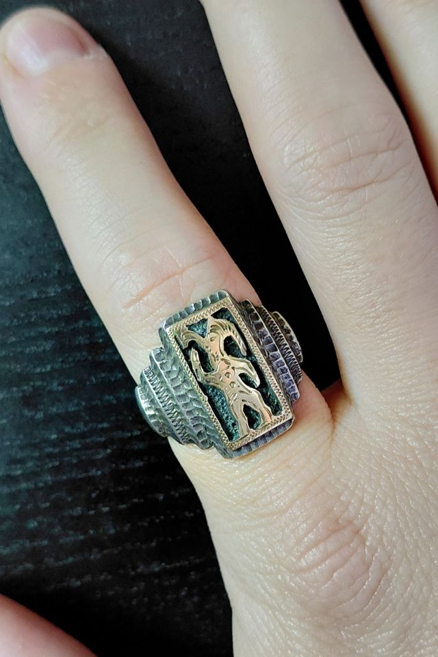 Kokopelli Sterling Silver and Gold Ring Selected by Garbage Soup #1