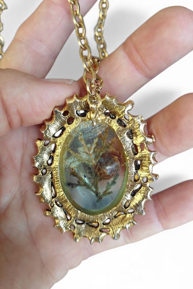 Vintage Dried Flowers Pendant Necklace Selected by Garbage Soup #3