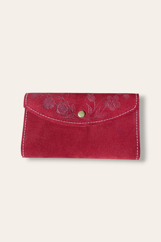 Vintage 1970s Tooled Suede Wallet Selected By Afterlife Boutique #1