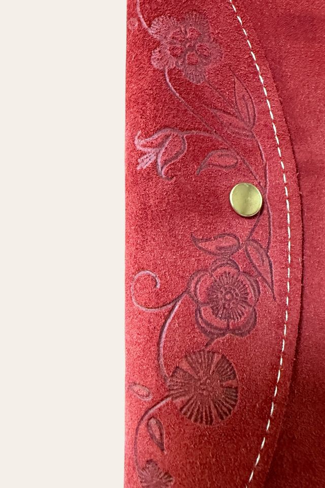 Vintage 1970s Tooled Suede Wallet Selected By Afterlife Boutique #3