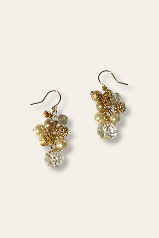 Y2K Gold Tone Glass Bead Earrings Selected By Afterlife Boutique