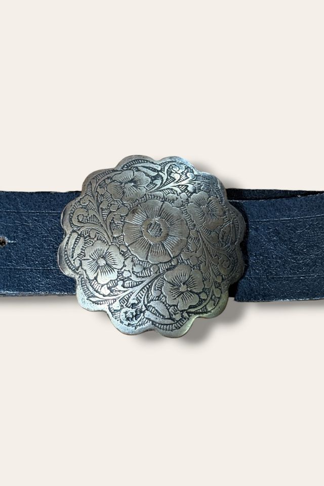 Y2K Silver Tone Buckle Black Leather Belt Selected By Afterlife Boutique #3
