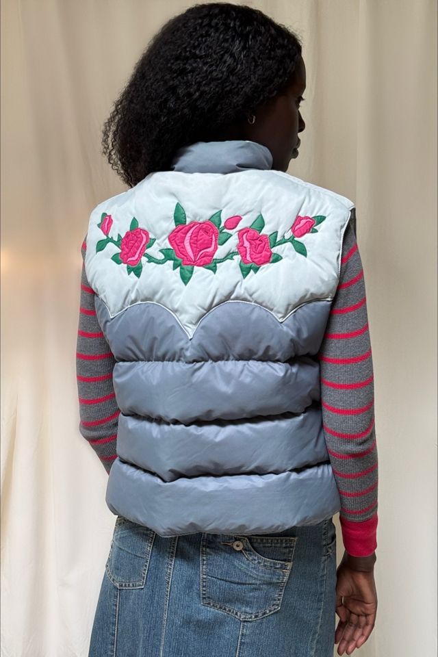 Vintage 1980s Rose Down Puffer Vest Selected By Afterlife Boutique #1
