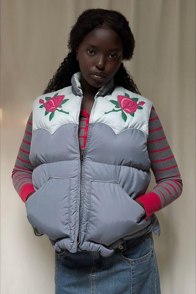 Vintage 1980s Rose Down Puffer Vest Selected By Afterlife Boutique #3