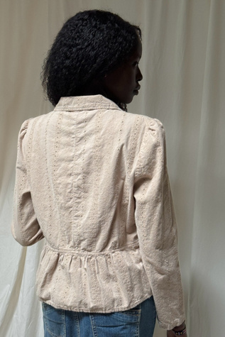 Женская куртка Afterlife Boutique Y2K Cotton Eyelet Cropped Blazer Jacket Selected, цвет: Хаки — фото 4