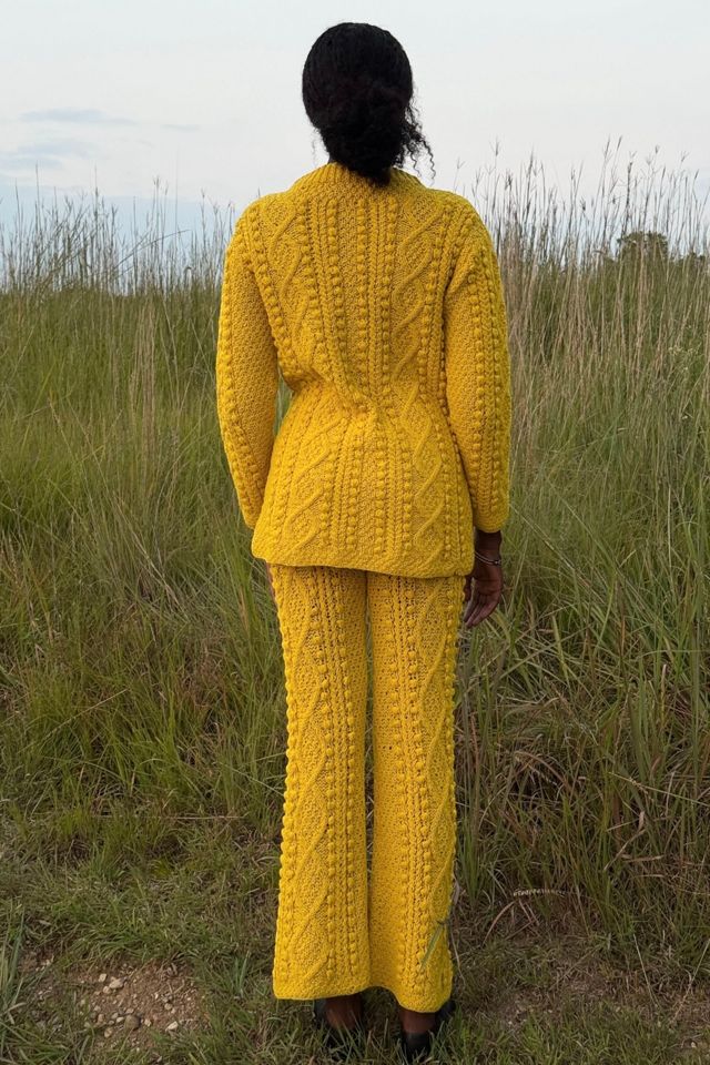 Vintage 1970s Pat Crowley Handknit Yellow Sweater Suit Selected By Afterlife Boutique #2