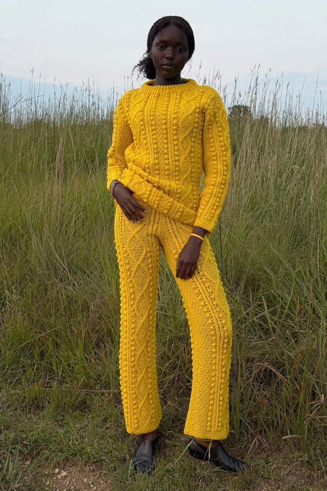 Vintage 1970s Pat Crowley Handknit Yellow Sweater Suit Selected By Afterlife Boutique #3