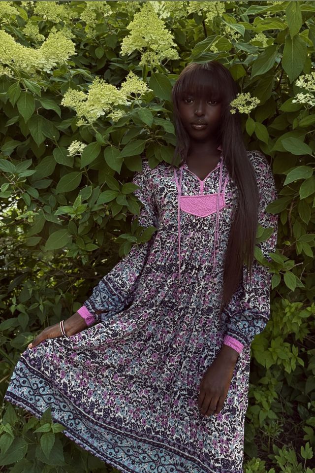 Vintage 1970's Gauze Cotton Floral Block Print Dress Selected By Afterlife Boutique #1