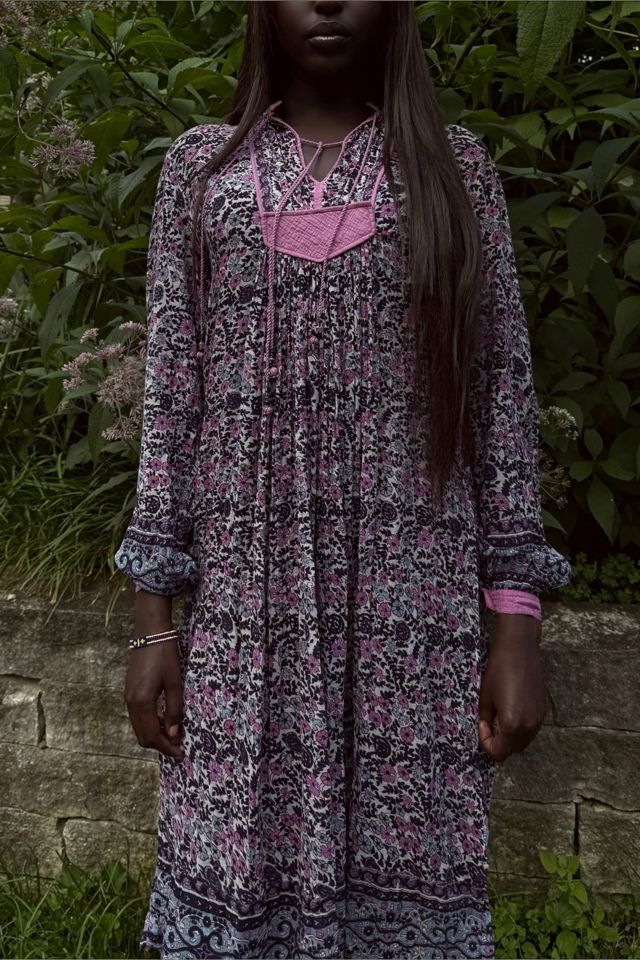 Vintage 1970's Gauze Cotton Floral Block Print Dress Selected By Afterlife Boutique #2
