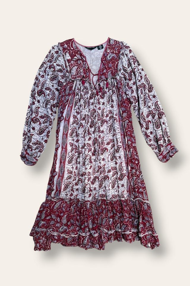 Vintage 1970's Gauze Cotton Paisley Block Print Dress Selected By Afterlife Boutique #2