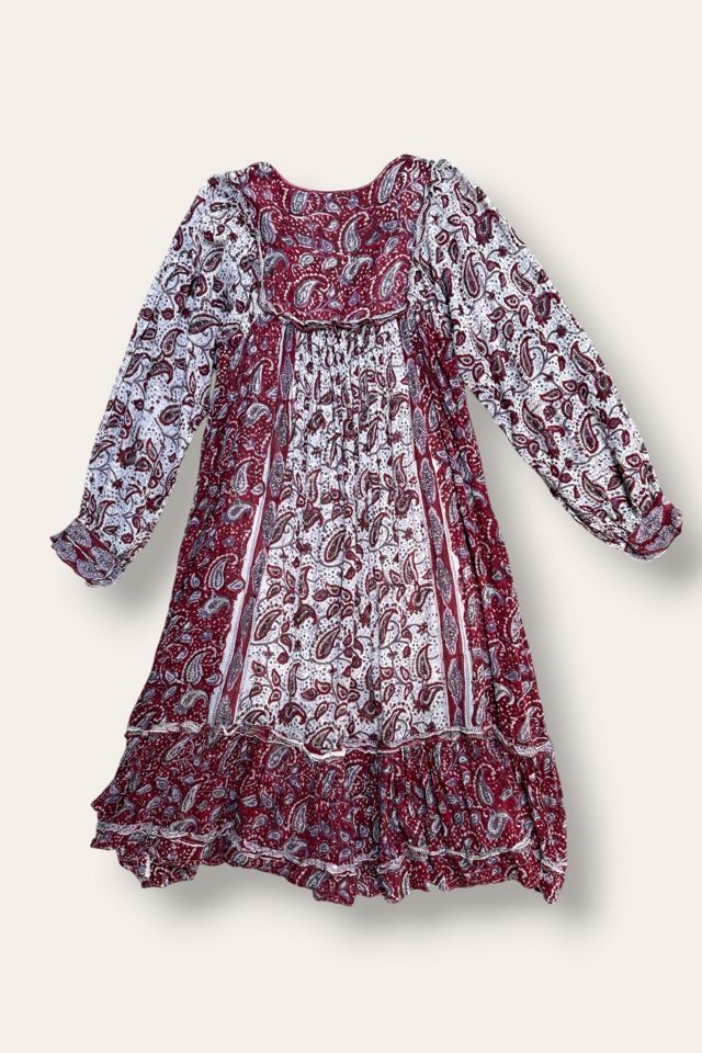 Vintage 1970's Gauze Cotton Paisley Block Print Dress Selected By Afterlife Boutique #3