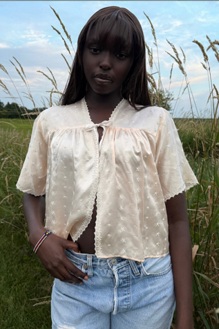 Vintage 1930's Silk Embroidered Bed Jacket Selected By Afterlife Boutique