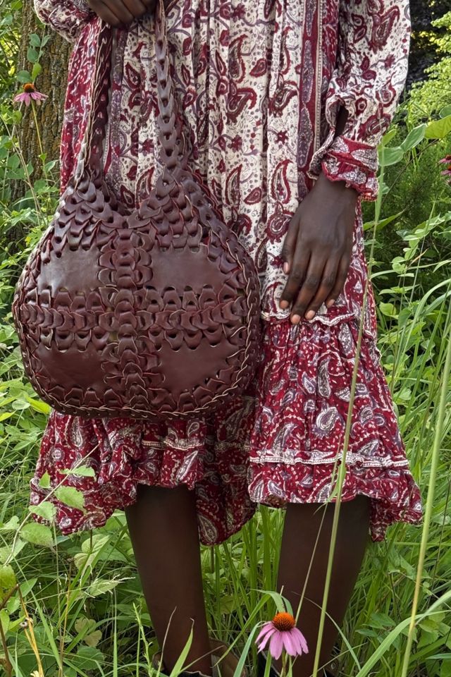 Vintage 1970's Boho Woven Leather Chain Link Bag Selected By Afterlife Boutique #1